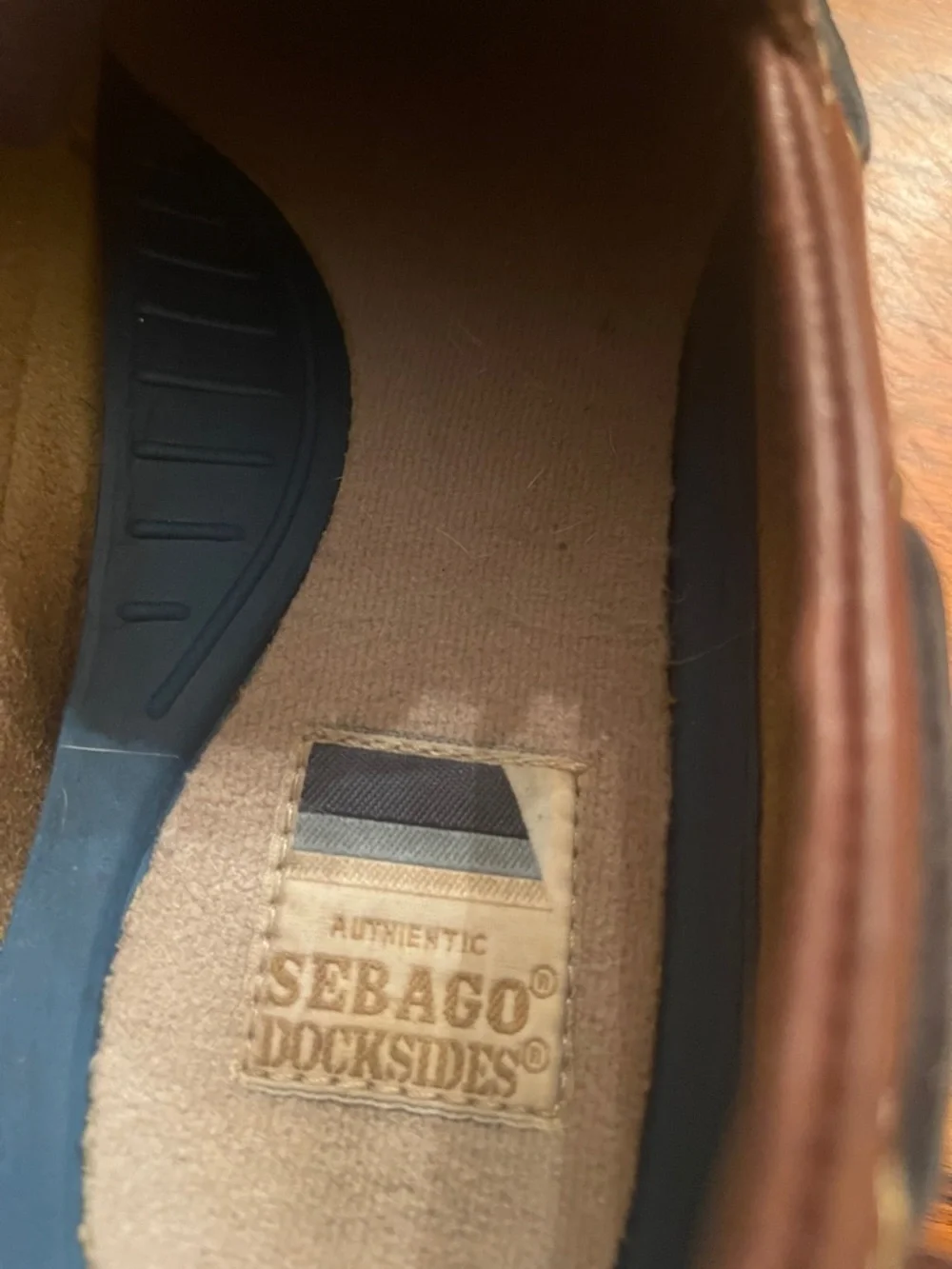 Sebago Two-Tone Leather Boat Shoes in Tan and Brown